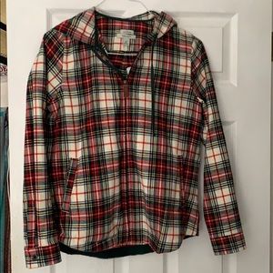 LL Bean Hooded zip up flannel shirt